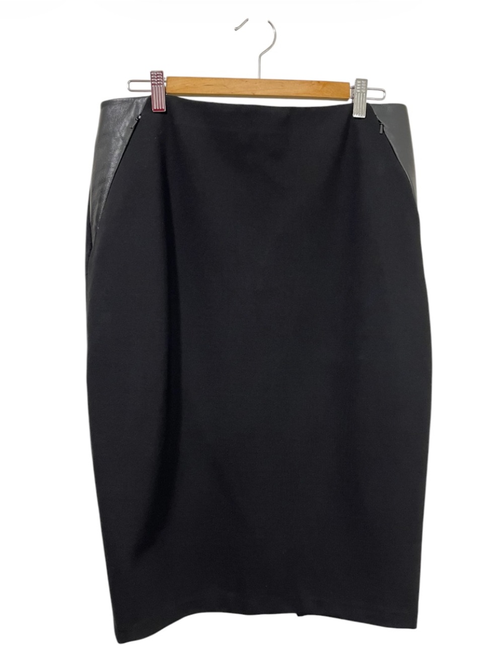Danier Black Pencil Skirt with Leather Detail Side Panels